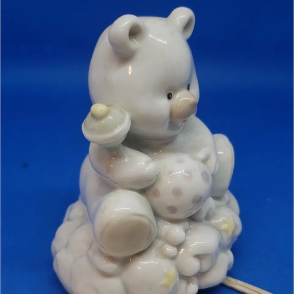 NURSERY NIGHT LIGHT CERAMIC BEAR ON CLOUD with RATTLE & BALL Decoration - Picture 11 of 11